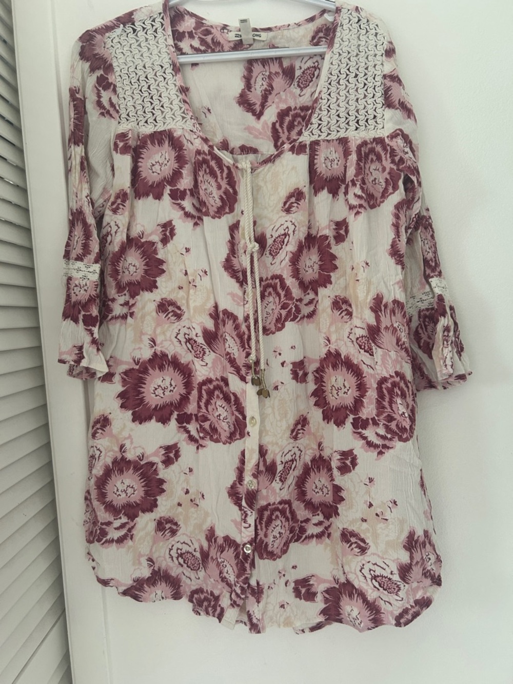 Boho Floral Tunic Top - Mauve Floral